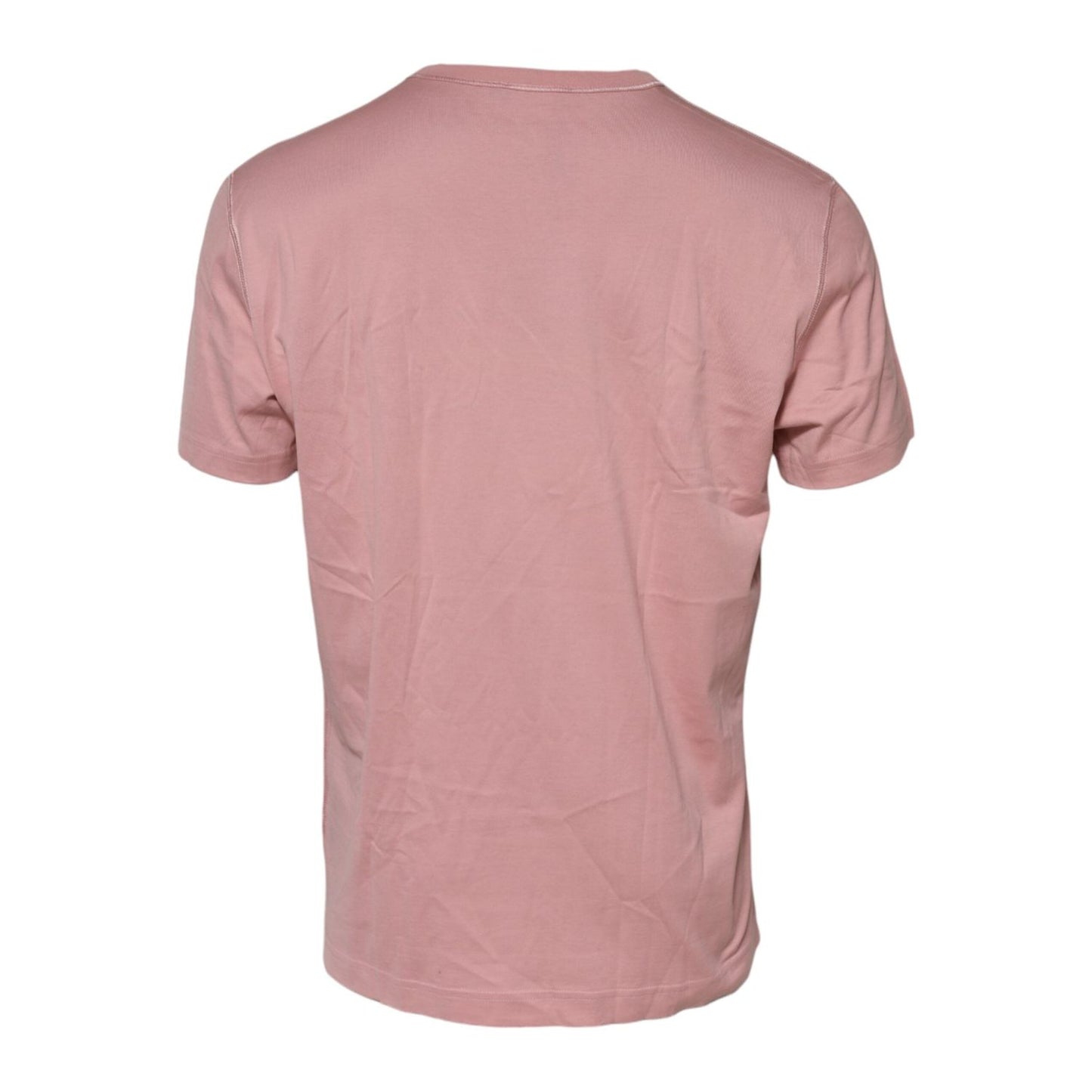 Dolce & Gabbana Pink Logo Plaque Cotton Crew Neck T-shirt TSH91046-56