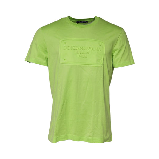 Dolce & Gabbana Green Embossed Logo Cotton Crew Neck T-shirt TSH91047-54