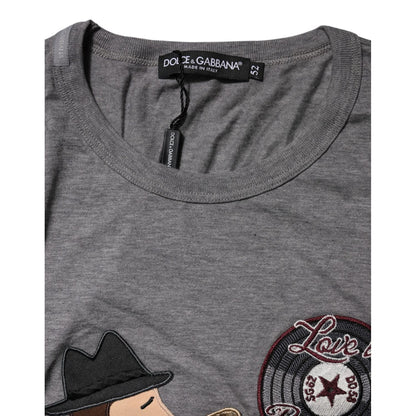 Dolce & Gabbana Gray #DGFamily Cotton Crew Neck T-shirt