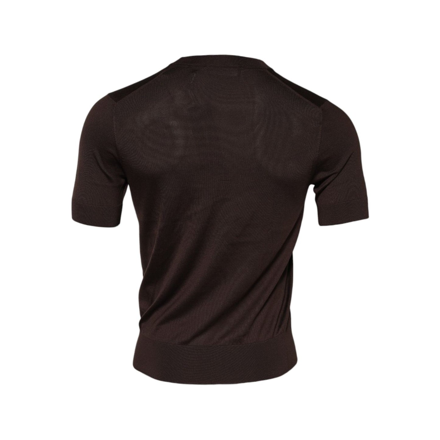 Dolce & Gabbana Brown Silk Crew Neck Short Sleeves T-shirt TSH91070-46
