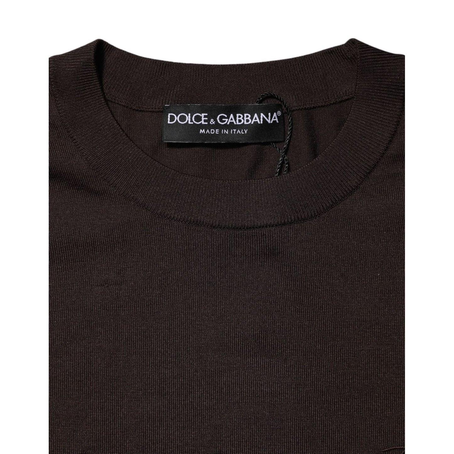 Dolce & Gabbana Brown Silk Crew Neck Short Sleeves T-shirt TSH91070-46