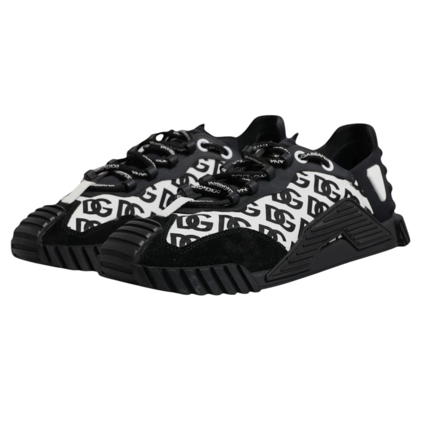 Dolce & Gabbana Black Logo Lace Up Low Top NS1 Sneakers