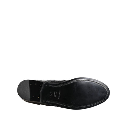 Dolce & Gabbana Black Leather Floral Lace Dress Formal Shoes