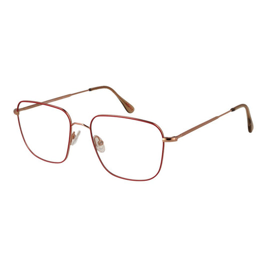Andy Wolf Red Unisex Glasses Frame with full-rim metal square style and demo lenses, suitable for any gender.