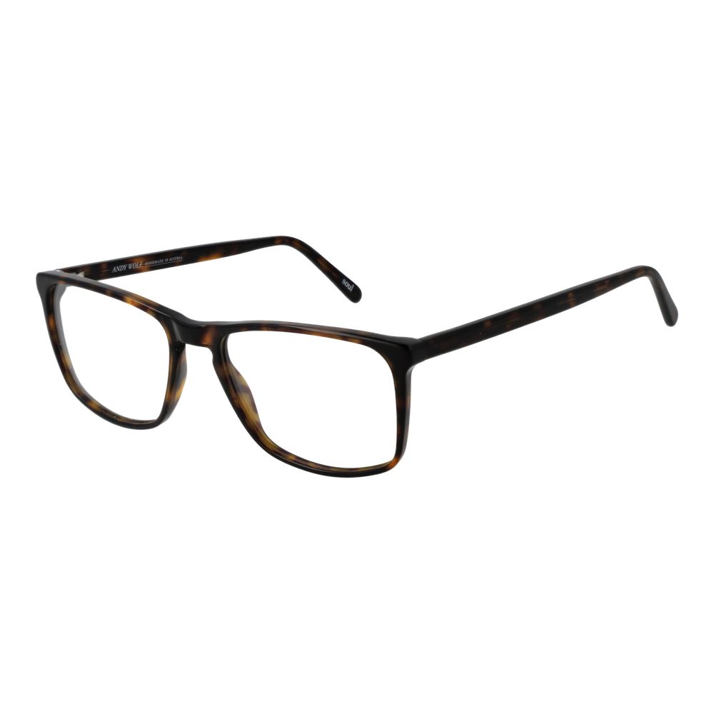 Andy Wolf Brown Unisex Glasses Frame in acetate with full-rim rectangle design, size 53-16-145, includes branded case.