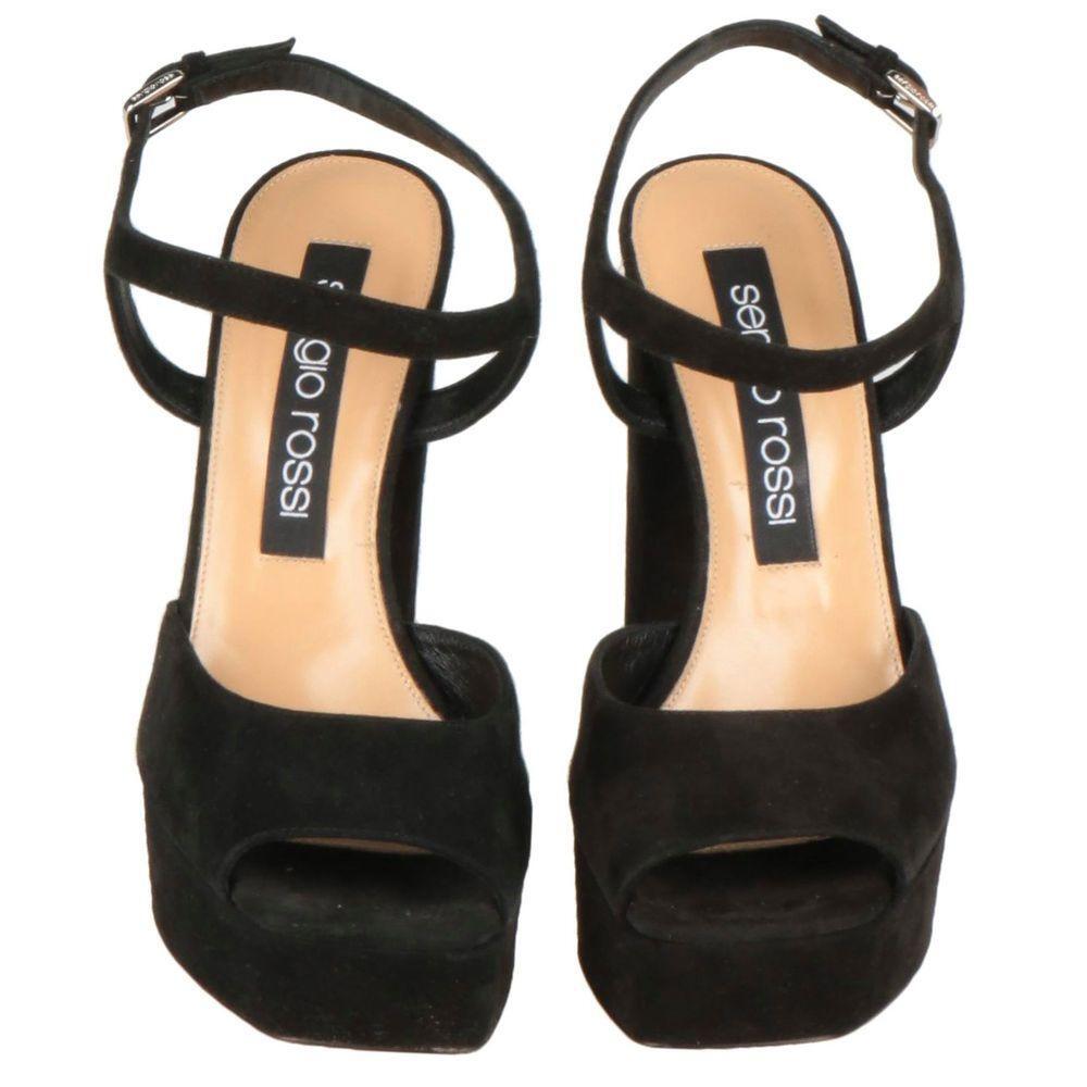 Sergio Rossi Black Velvet Sandal SE-15438-EU41/US11