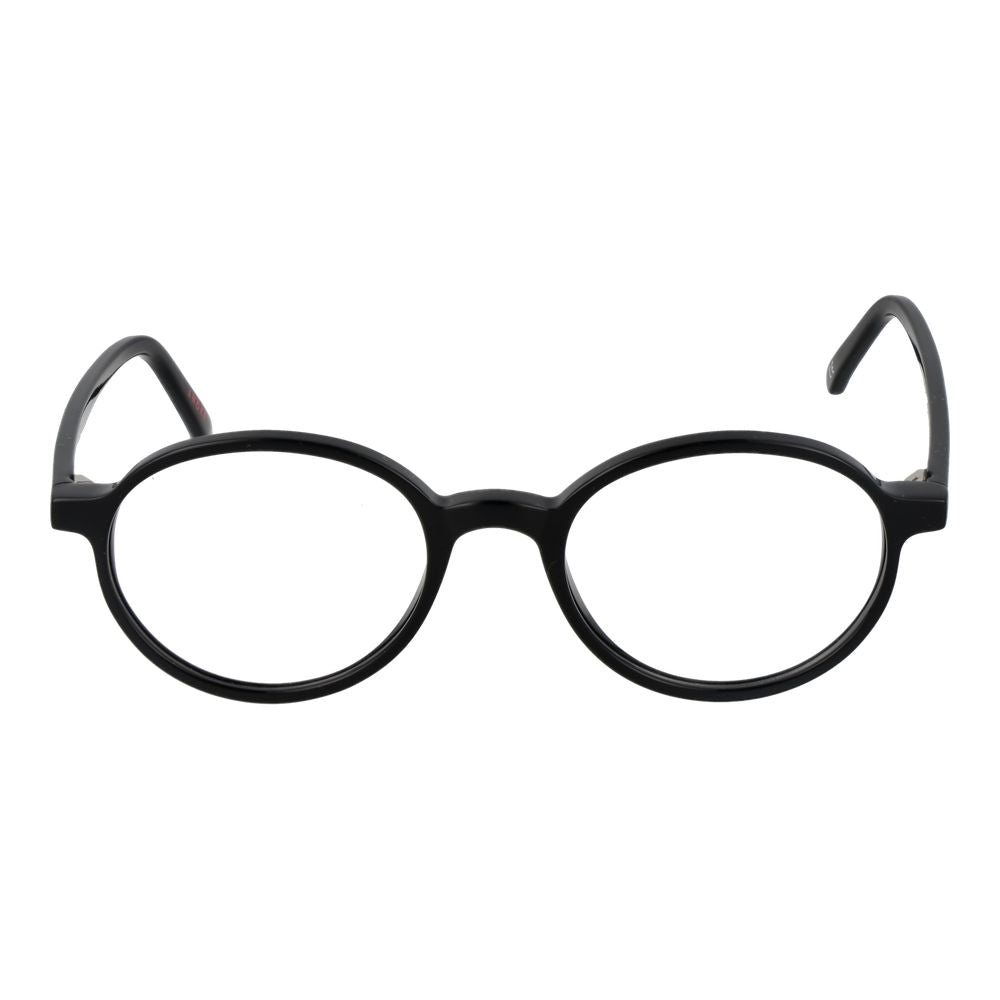 Andy Wolf Black Unisex Glasses Frame in oval full-rim acetate design, suitable for all genders, featuring demo lenses.