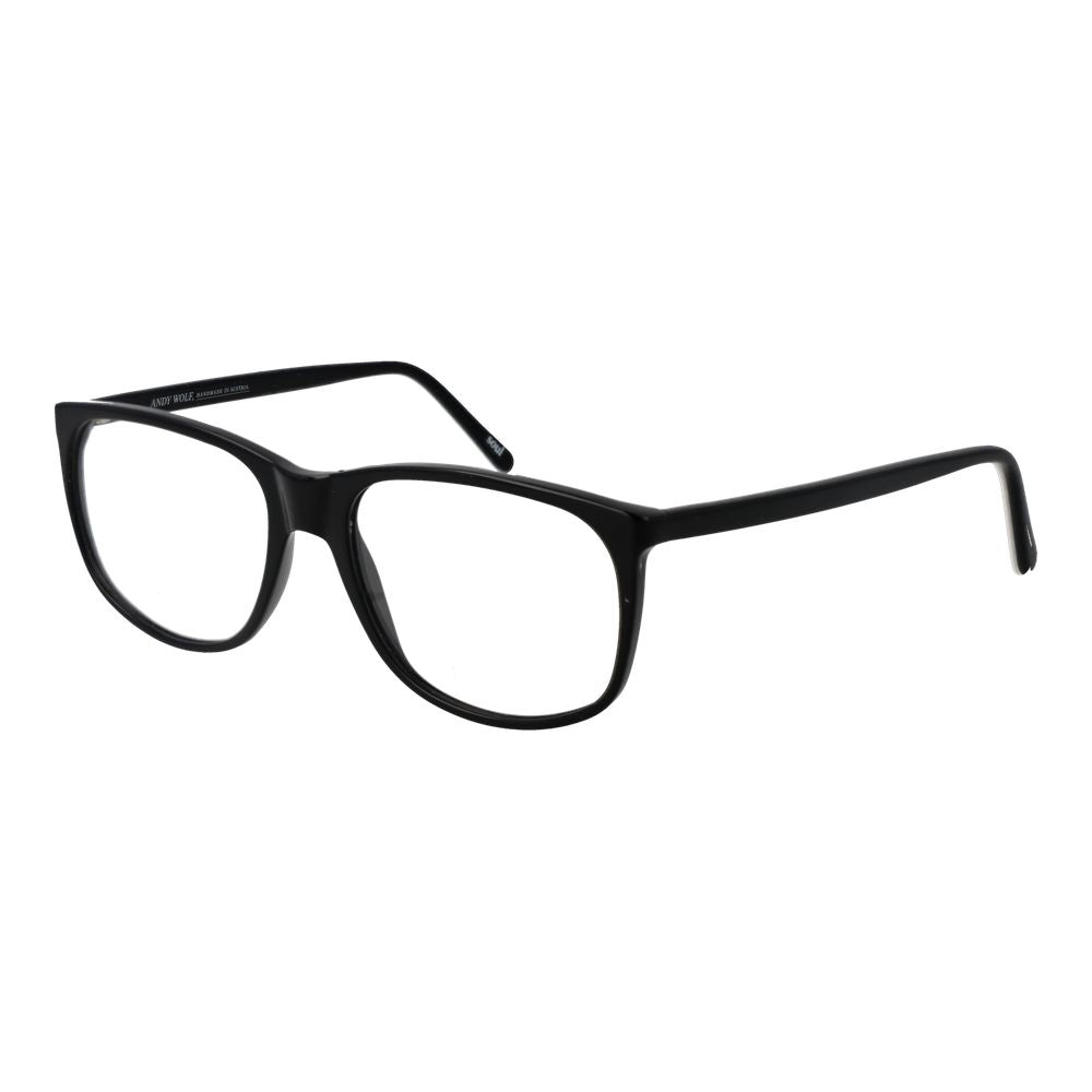Andy Wolf Black Unisex Glasses Frame, acetate full-rim rectangle style with demo lenses, includes branded case.