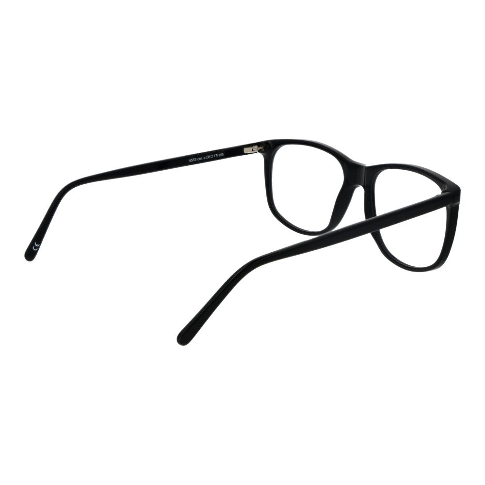 Andy Wolf Black Unisex Glasses Frame in black acetate with full-rim rectangle style and demo lenses, includes branded case for protection.