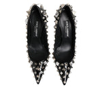Dolce & Gabbana Black Crystals Studs Stiletto Pumps Shoes