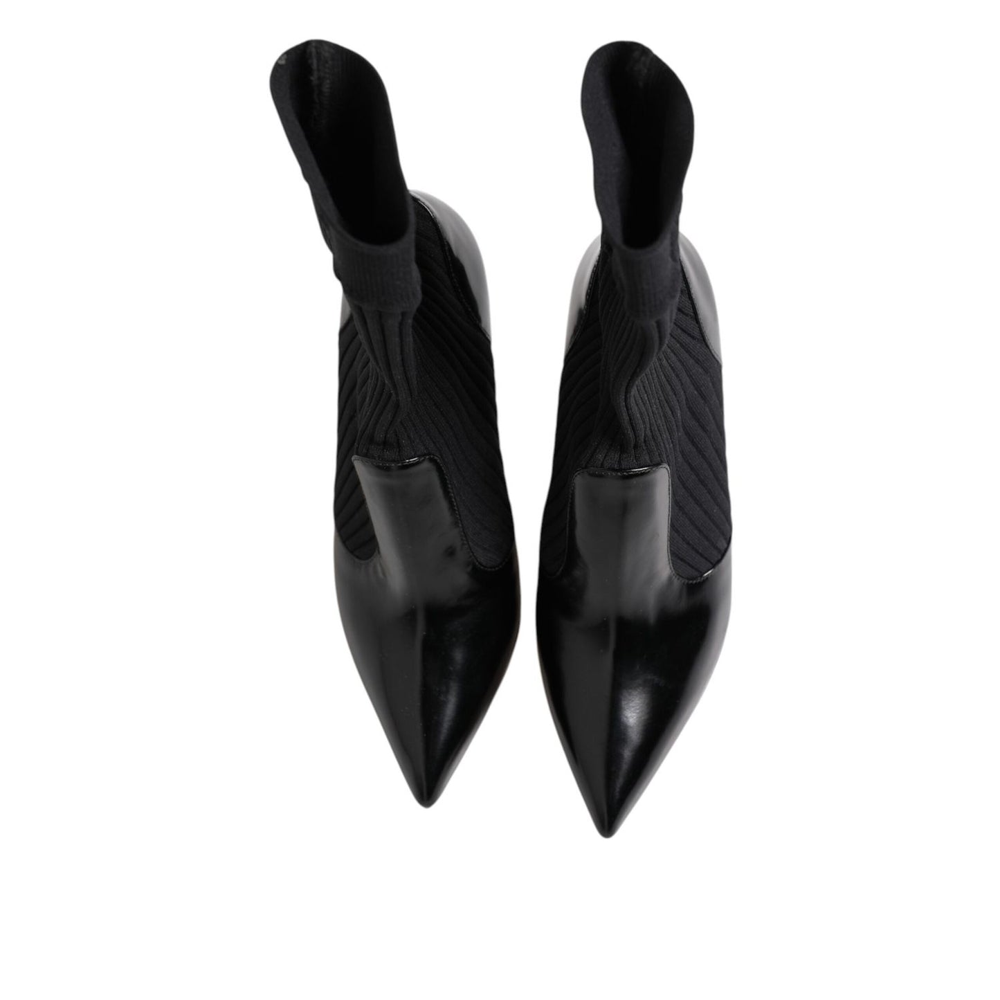 Dolce & Gabbana Black Stretch Stilettos Booties Socks Shoes LA12808-35