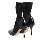 Dolce & Gabbana Black Stretch Stilettos Booties Socks Shoes LA12808-35
