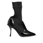 Dolce & Gabbana Black Stretch Stilettos Booties Socks Shoes LA12808-35