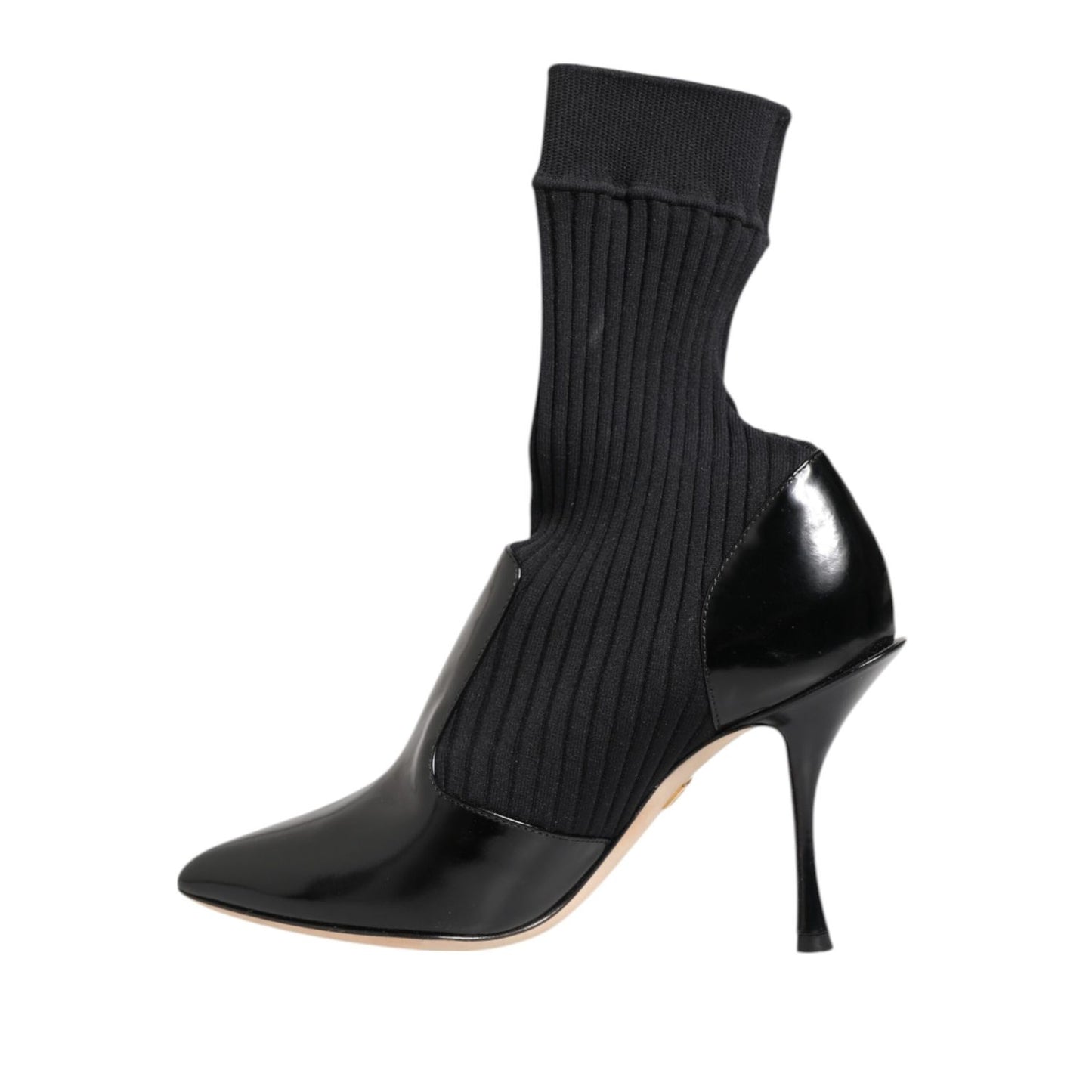 Dolce & Gabbana Black Stretch Stilettos Booties Socks Shoes