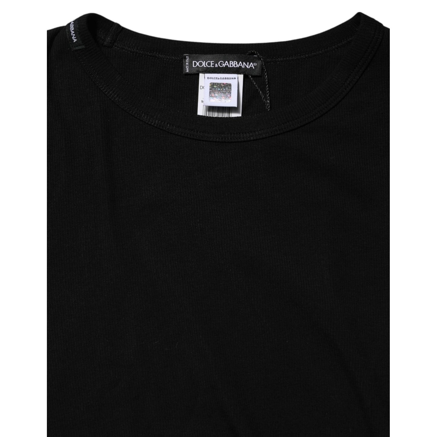 Dolce & Gabbana Black Cotton Knit Round Neck Long Sleeves T-shirt TSH90733-2