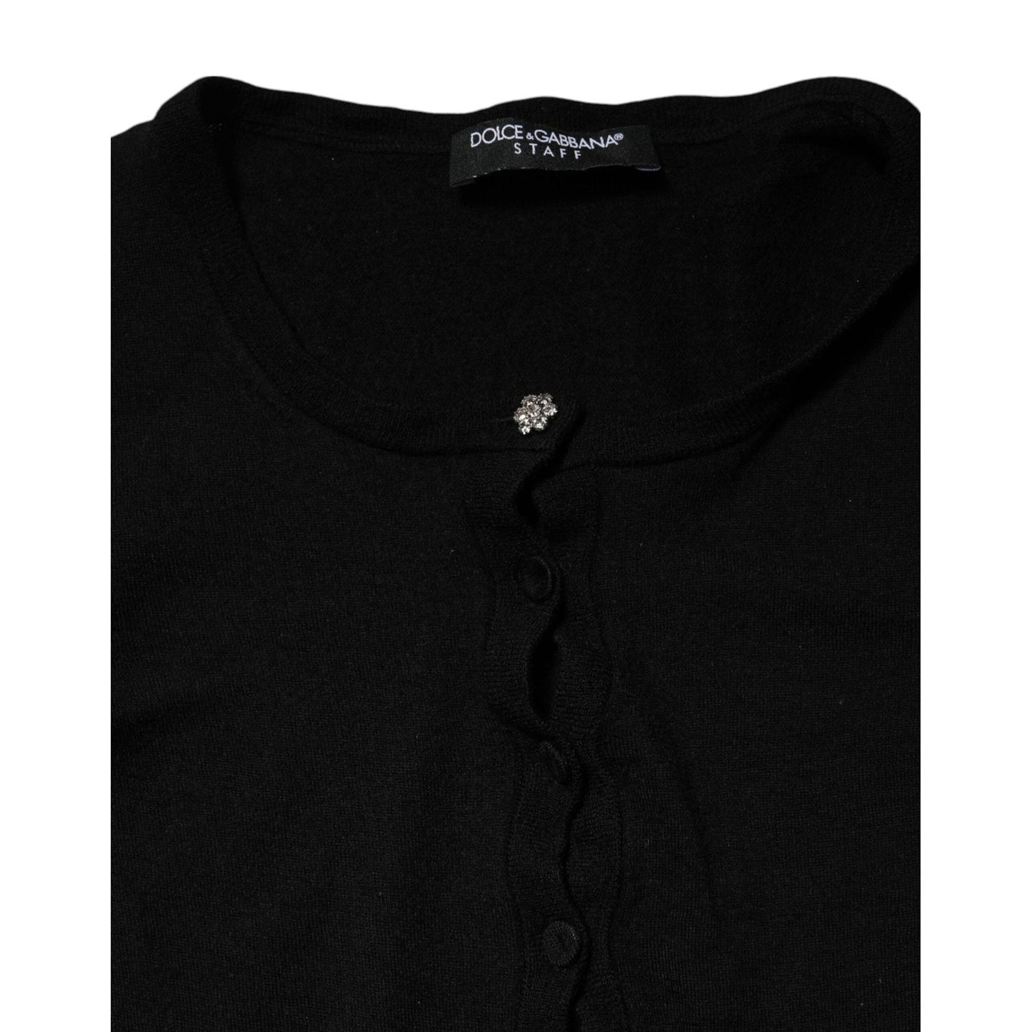 Dolce & Gabbana Black STAFF Round Neck Cardigan Sweater TSH90737-36