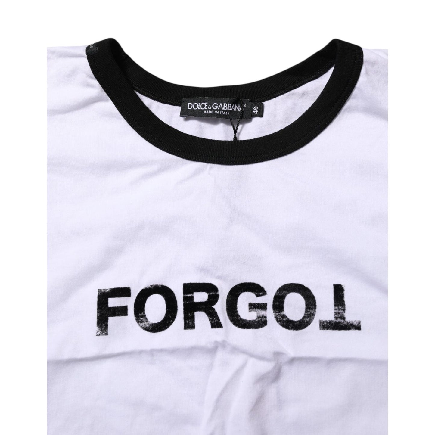 Dolce & Gabbana White Cotton Crew Neck Cropped Top T-shirt