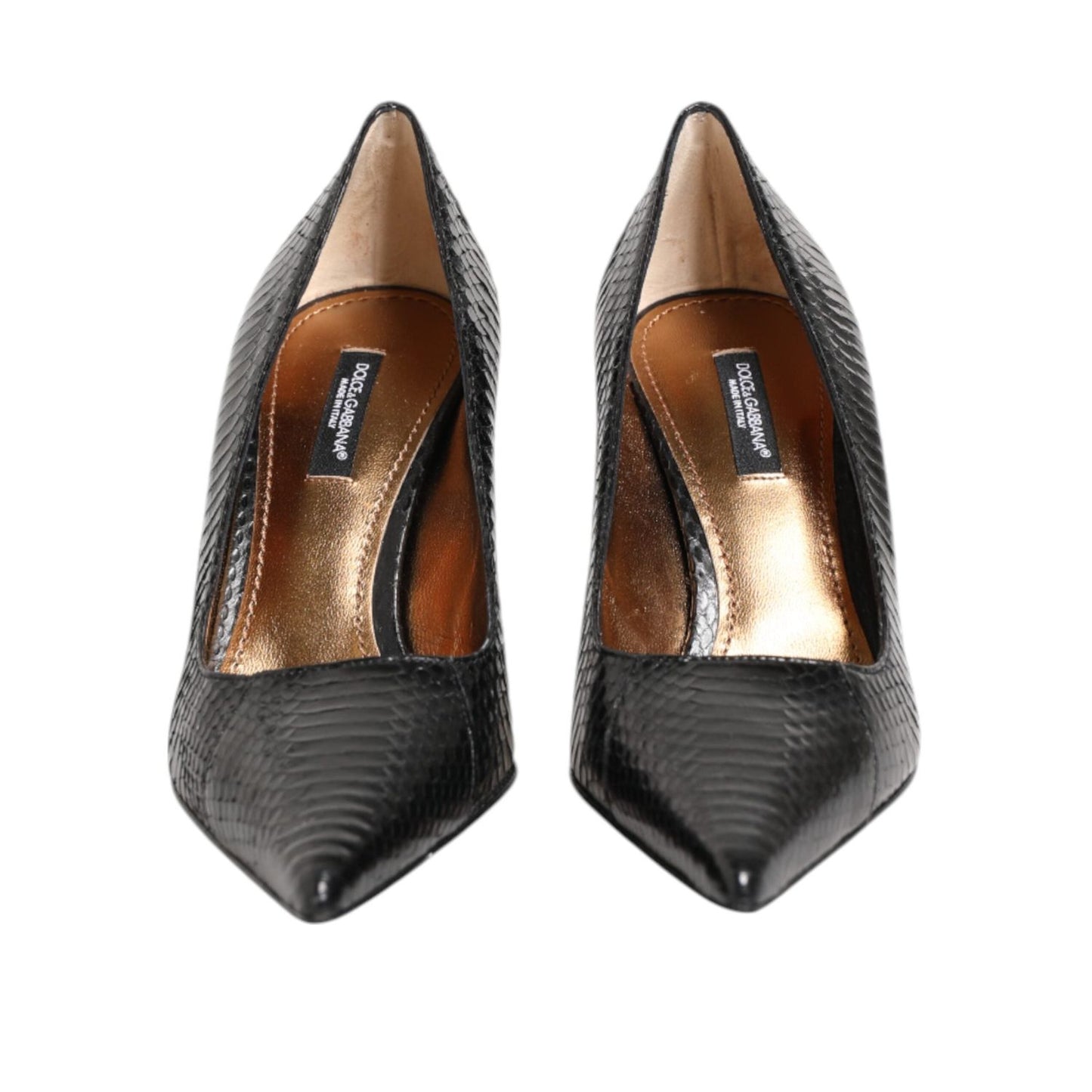 Dolce & Gabbana Black Exotic Leather Stiletto Pumps Shoes LA12896-36.5
