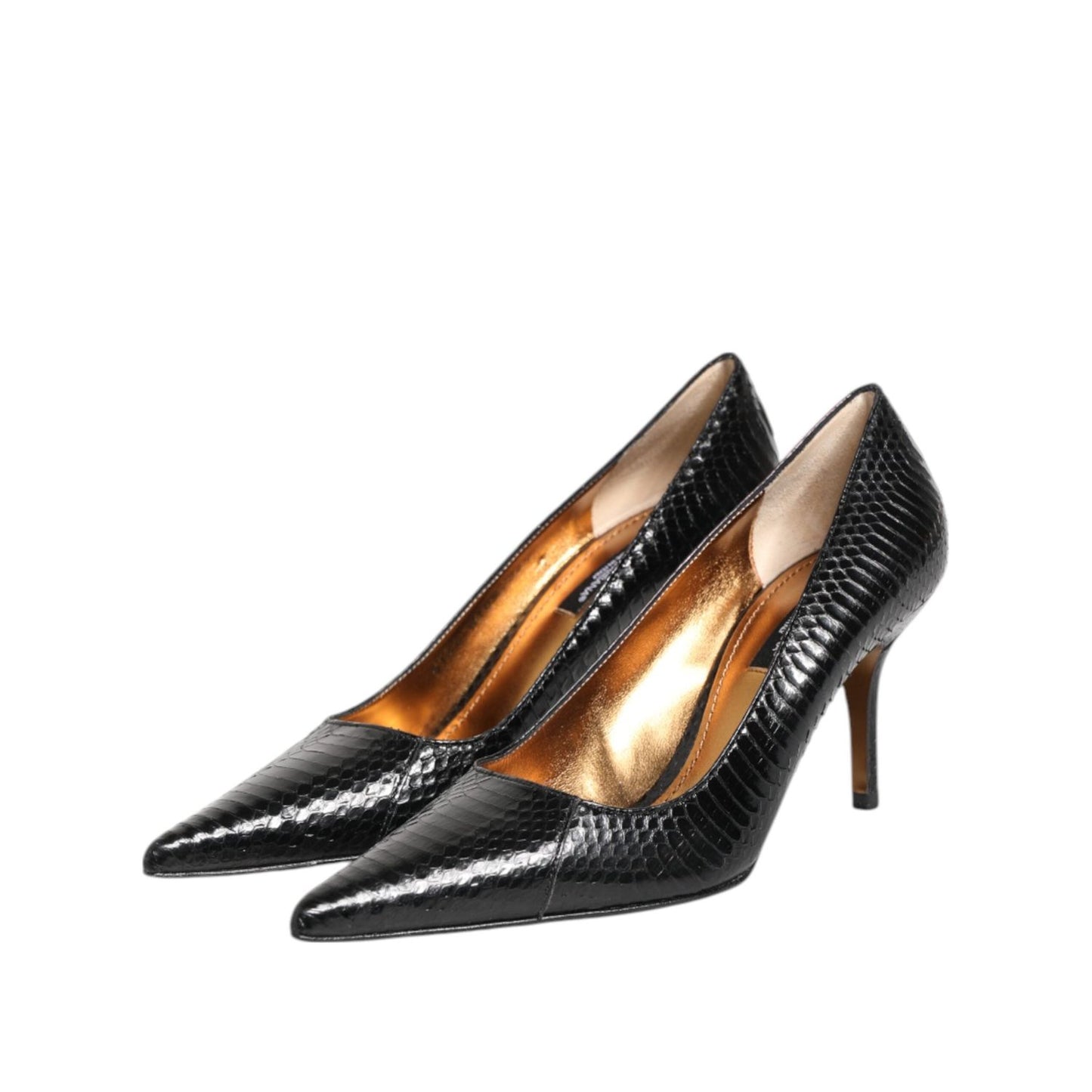 Dolce & Gabbana Black Exotic Leather Stiletto Pumps Shoes LA12896-36.5