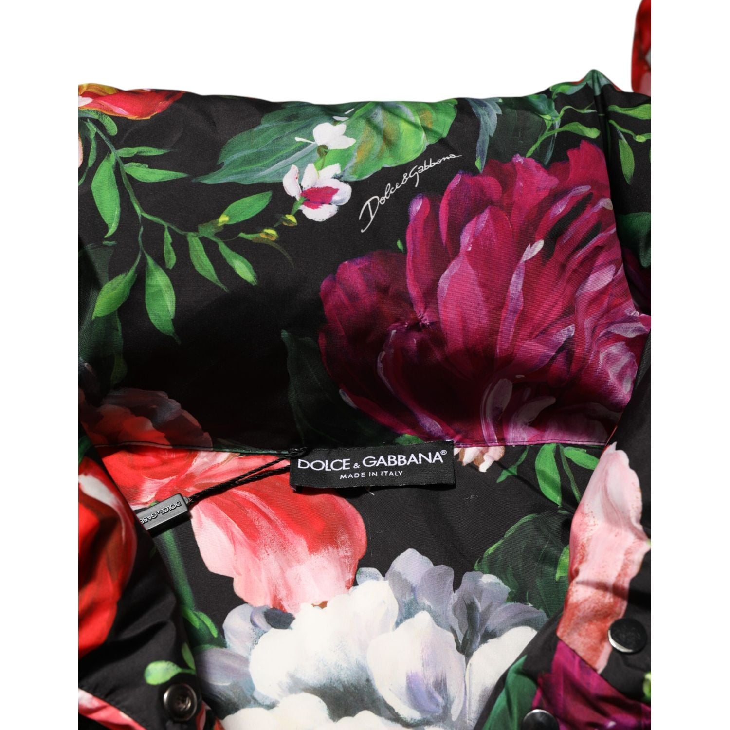 Dolce & Gabbana Multicolor Floral Hooded Puffer Coat Jacket