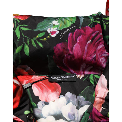 Dolce & Gabbana Multicolor Floral Hooded Puffer Coat Jacket