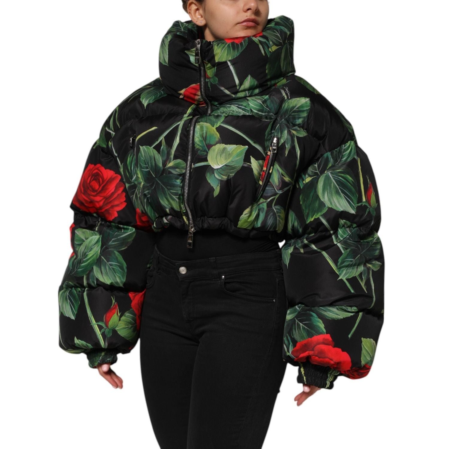 Dolce & Gabbana Multicolor Floral Puffer Coat Full Zip Jacket