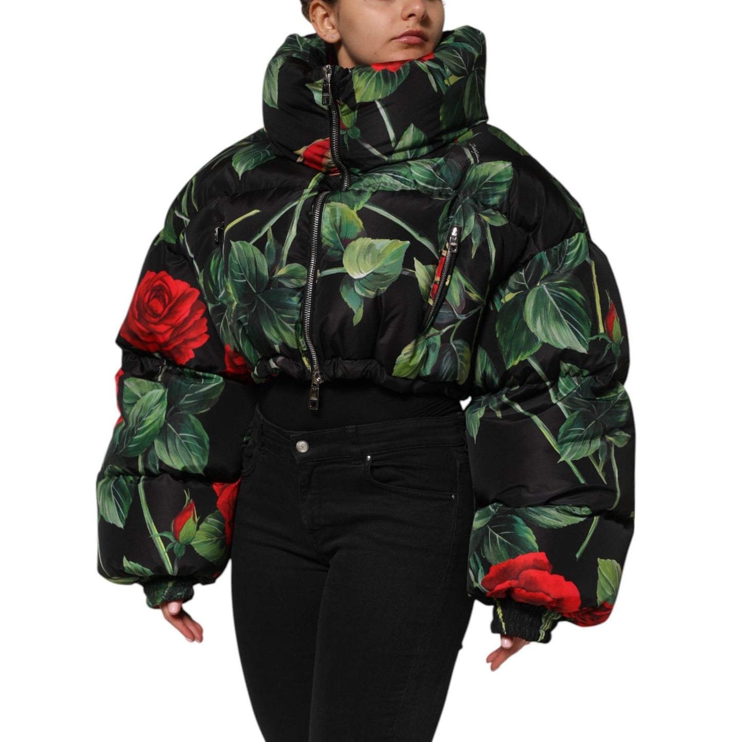 Dolce & Gabbana Multicolor Floral Puffer Coat Full Zip Jacket JKT41501-42