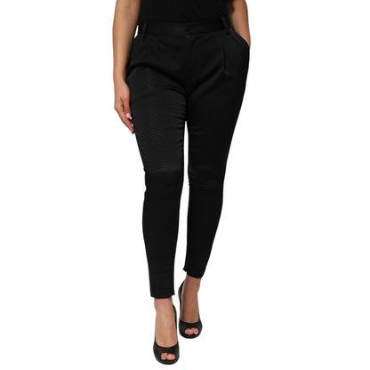 Dolce & Gabbana Black Acetate HighWaist Tapered Trouser Pants