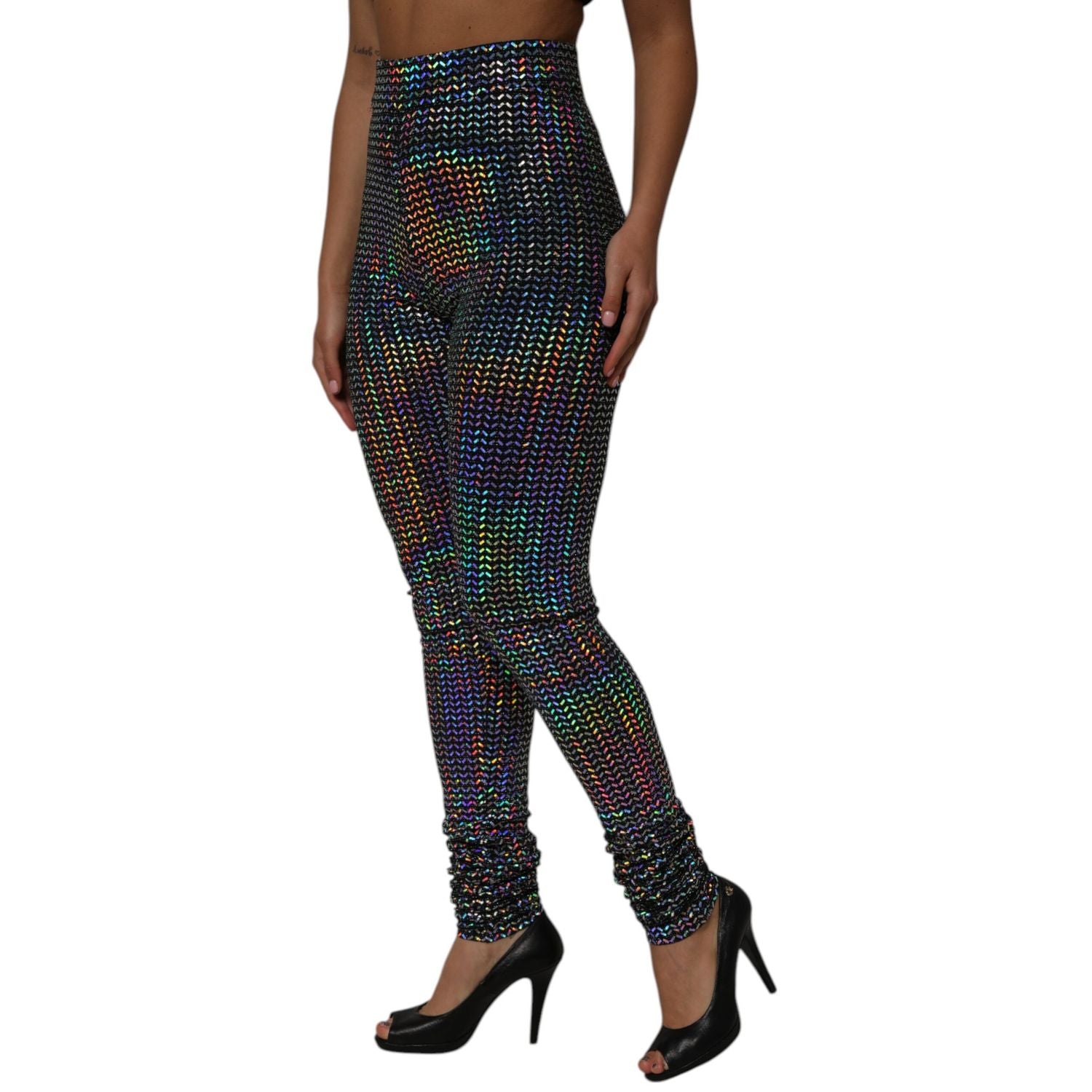 Dolce & Gabbana Multicolor Sequined Leggings Trouser Pants