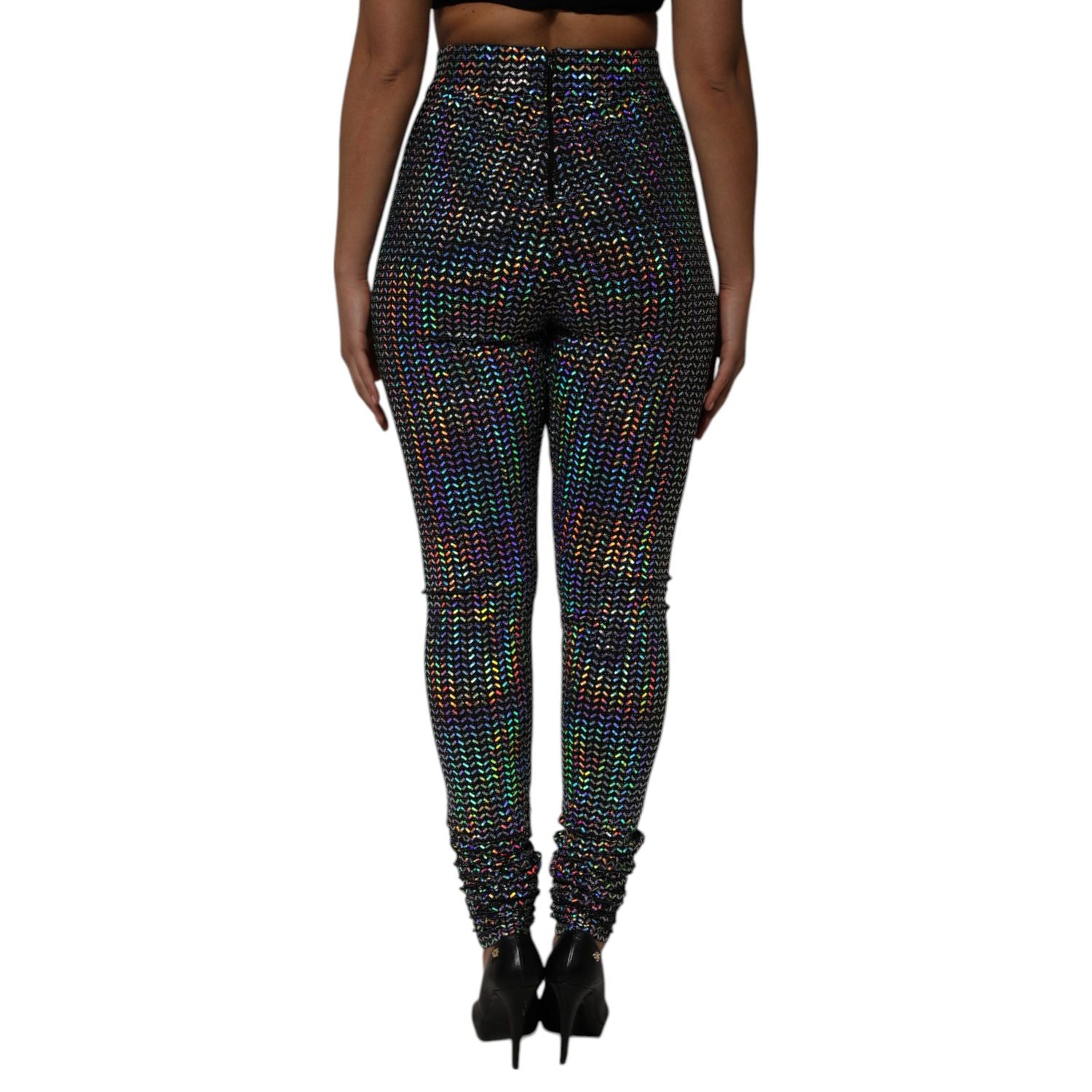 Dolce & Gabbana Multicolor Sequined Leggings Trouser Pants