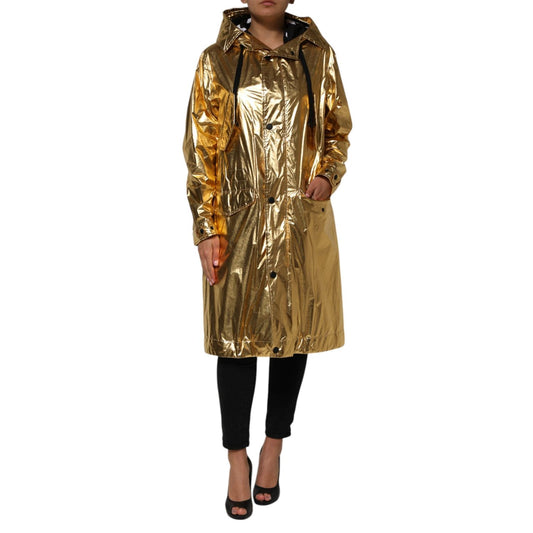 Dolce & Gabbana Gold Hooded Long Sleeves Trench Coat Jacket JKT41503-40