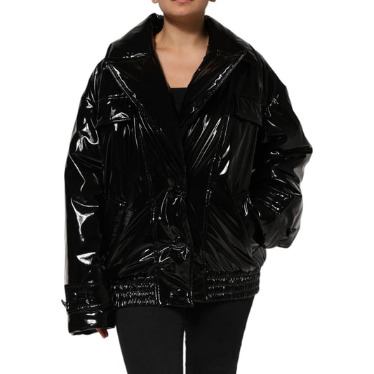 Dolce & Gabbana Polyester Black Quilted Puffer Coat Jacket JKT41505-38