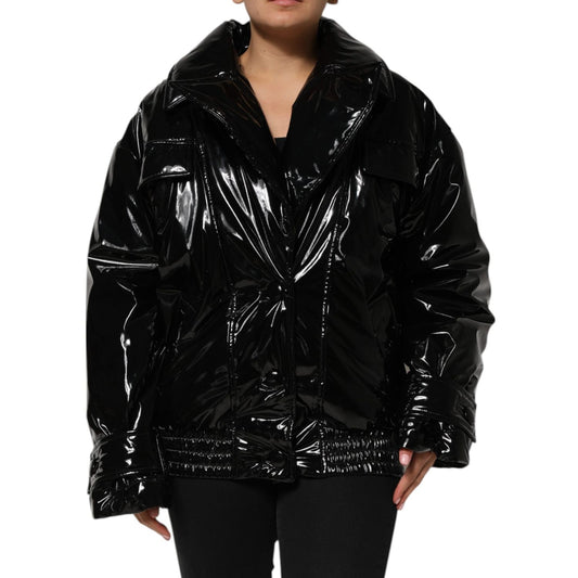Dolce & Gabbana Black Polyester Quilted Puffer Coat Jacket JKT41568-40