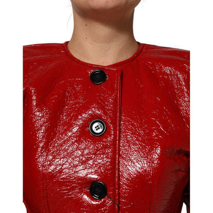Dolce & Gabbana Red Wool Single Breasted Trench Coat Jacket