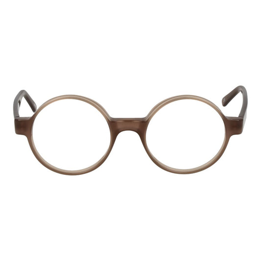 Andy Wolf Brown Unisex Glasses Frame with full-rim acetate design, round style, in brown color, demo lenses, includes branded case.