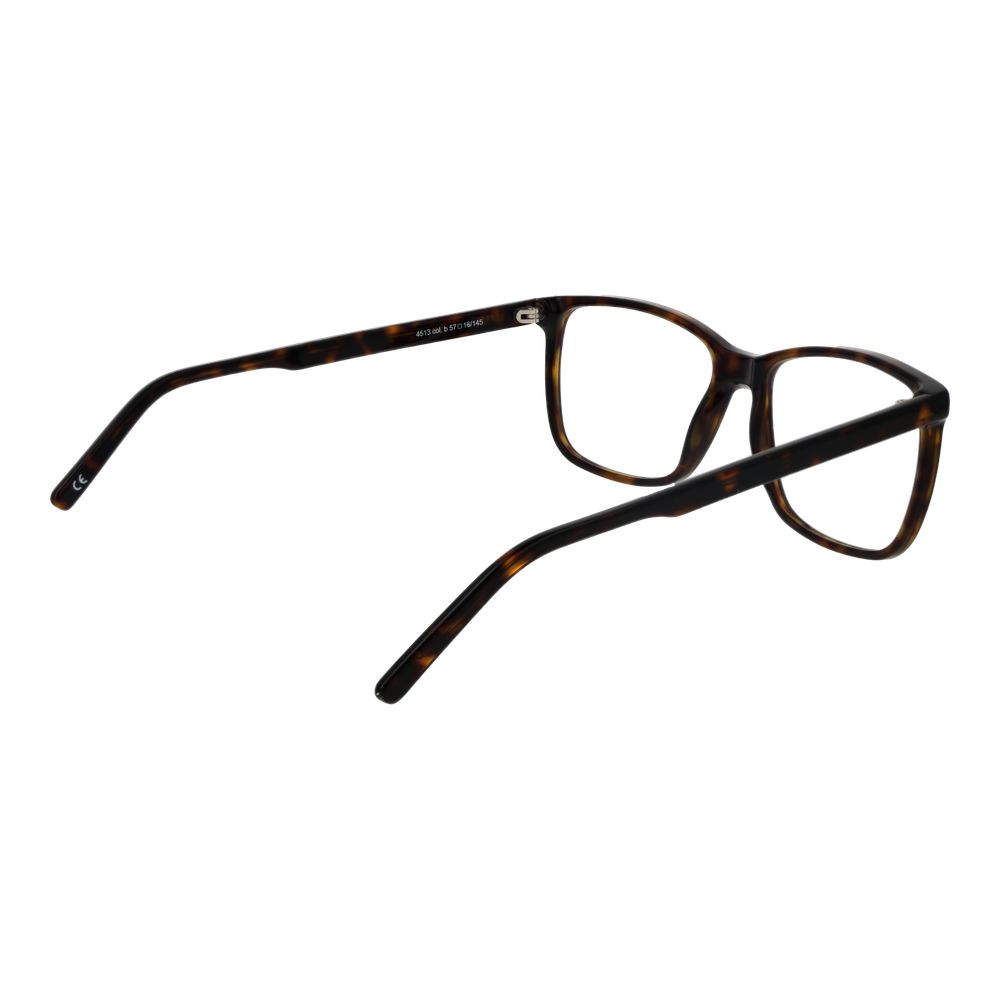 Andy Wolf Brown Unisex Glasses Frame with acetate full-rim, rectangle style, and demo lenses. Size 57-16-145, no spring hinge.
