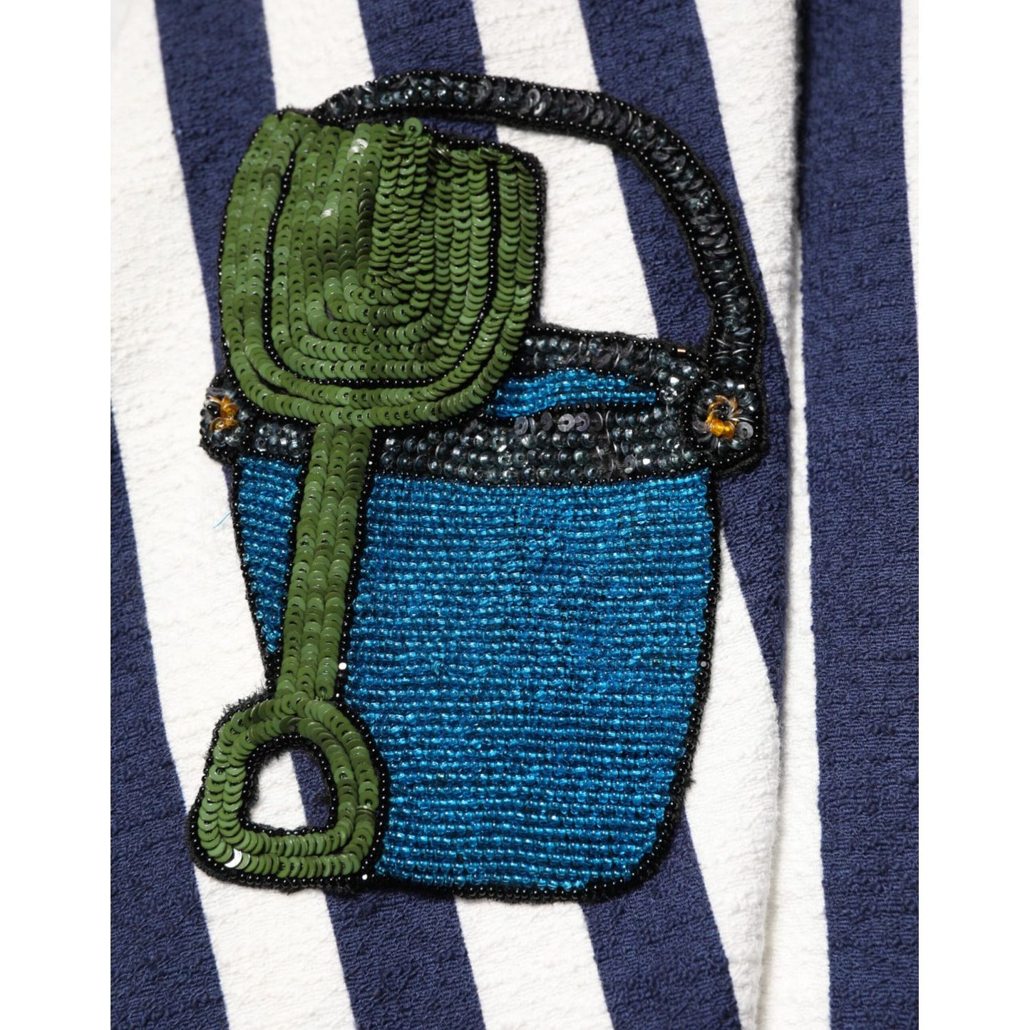 Dolce & Gabbana Blue White Striped Embroidered A-line Dress