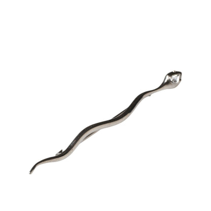 Dolce & Gabbana Silver Brass Crystal Spilla Serpente Mens Brooch Pin