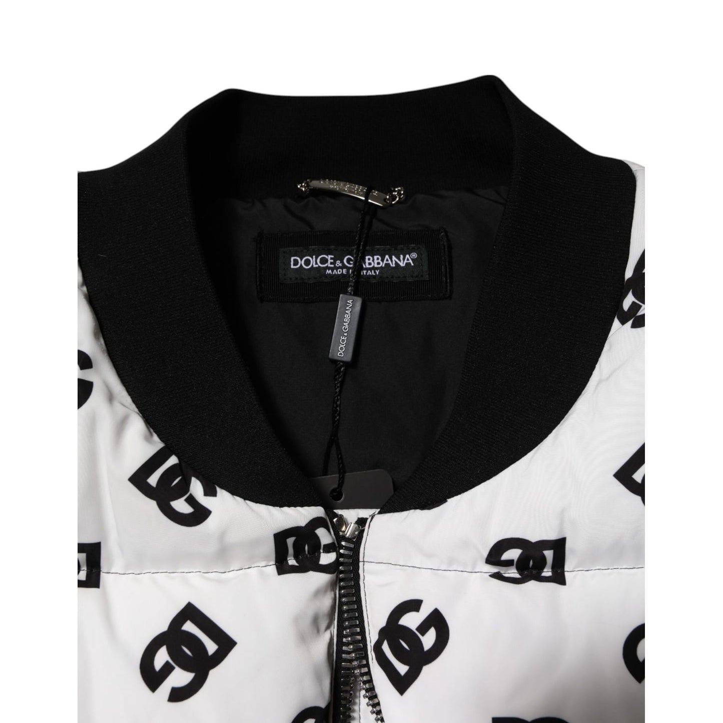 Dolce & Gabbana White DG Monogram Full Zip Quilted Jacket
