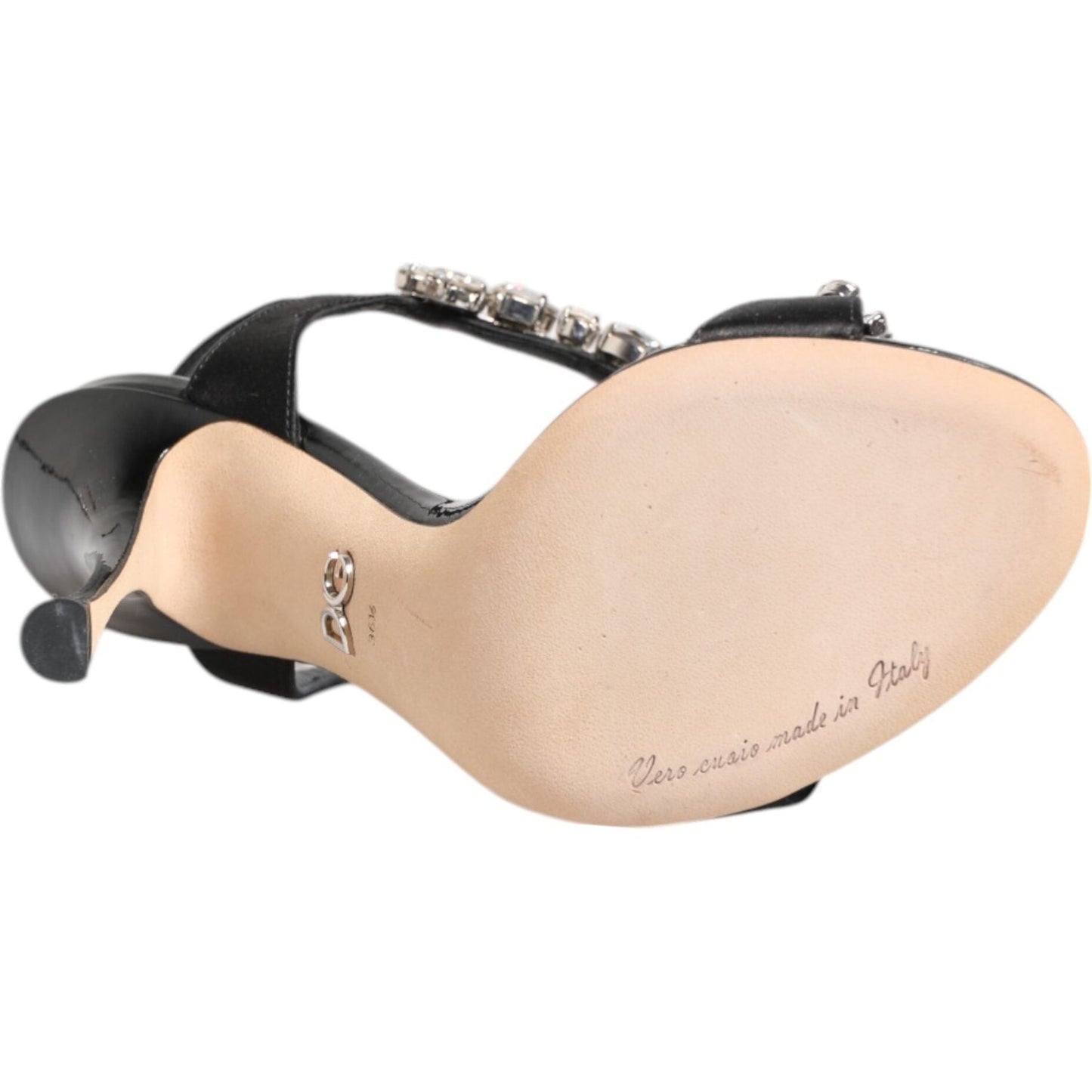 Dolce & Gabbana Black Keira Crystals Heels Sandals Shoes LA12910-41
