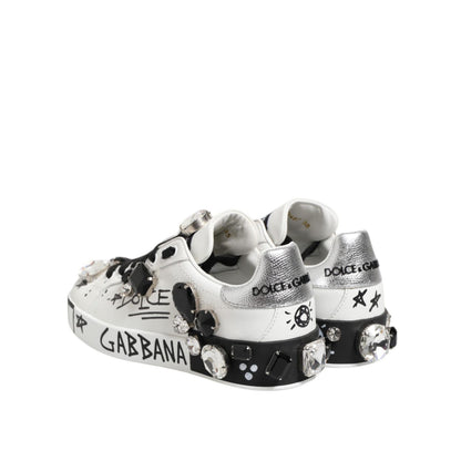 Dolce & Gabbana White Portofino Crystal Sneakers  Shoes