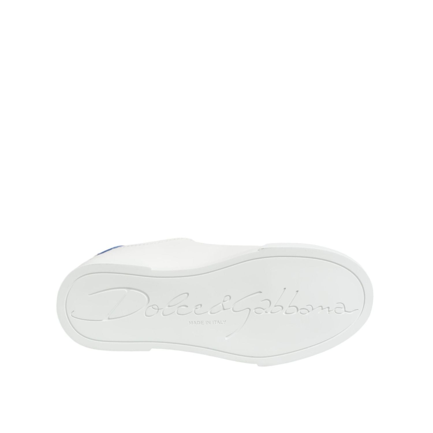 Dolce & Gabbana White Blue Leather Low Top Sneakers Shoes