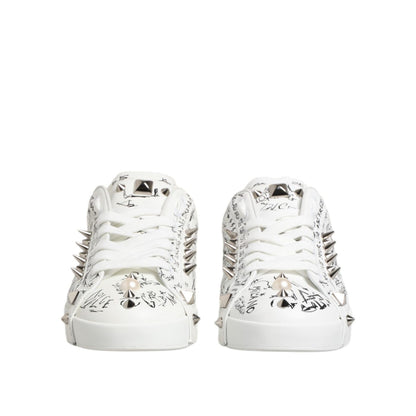 Dolce & Gabbana White Portofino Studded Men Sneakers Shoes