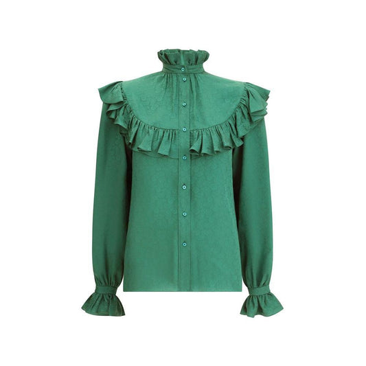 Saint Laurent Silk Blouse with ruffles SA-831783Y143U3120-IT40 | M
