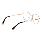Polaroid Gold Unisex Glasses Frame in full-rim metal design, round style with demo plastic lenses, size 54-18-145.