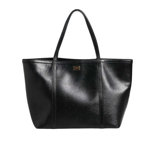 Dolce & Gabbana Black Leather Miss Escape Shopping Tote Women Borse Bag BAG4735