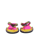 Dolce & Gabbana Multicolor Rhinestone Flip Flop Flat Sandals Shoes with crystal embellishments and calf leather design.
