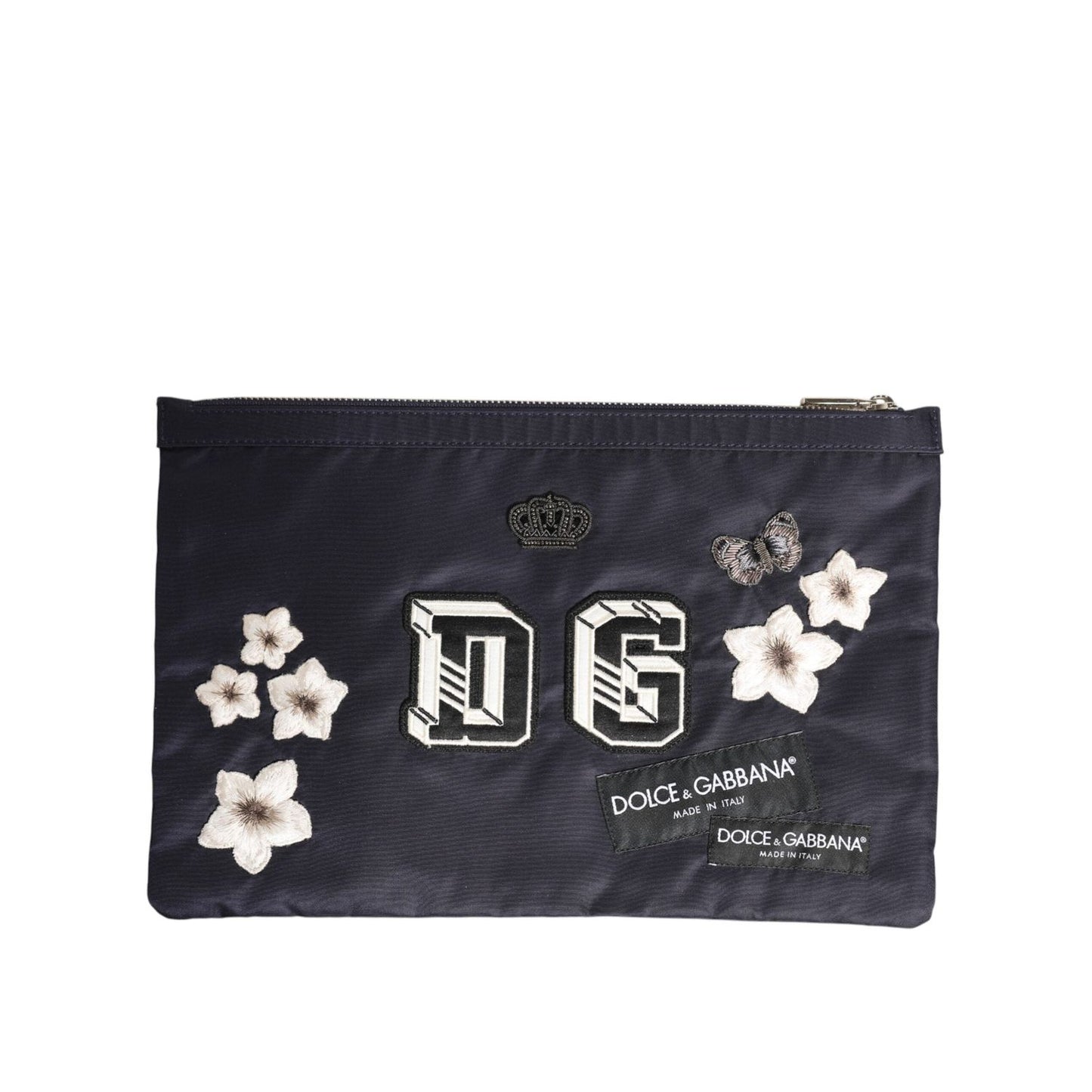 Dolce & Gabbana Blue DG Logo Patch Embellished Pouch Clutch Men Borse Bag BAG4654