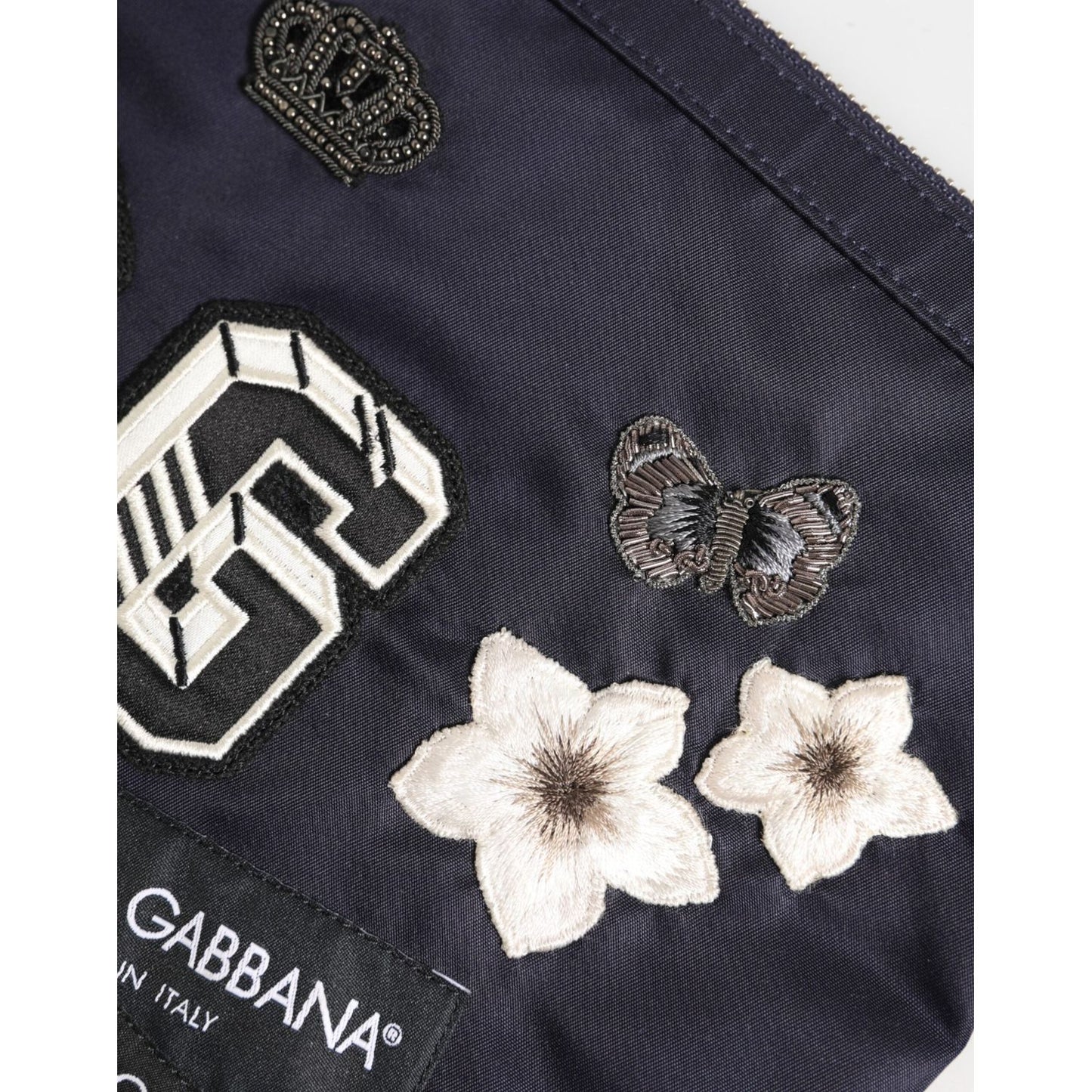 Dolce & Gabbana Blue DG Logo Patch Embellished Pouch Clutch Men Borse Bag BAG4654