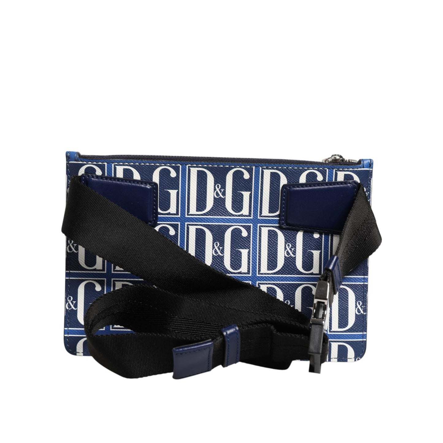 Dolce & Gabbana Blue White Leather D&G Logo Plaque Crossbody Borse Bag BAG4660